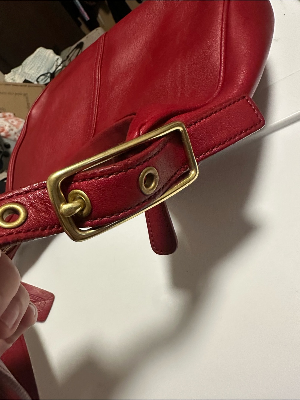 VINTAGE coach Legacy West Small Zoe Hobo Bag In Red leather style# 9342 - Picture 5 of 11